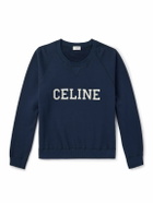 CELINE - Logo-Appliquéd Cotton-Jersey Sweatshirt - Blue