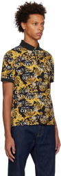 Versace Jeans Couture Black & Yellow Printed Polo