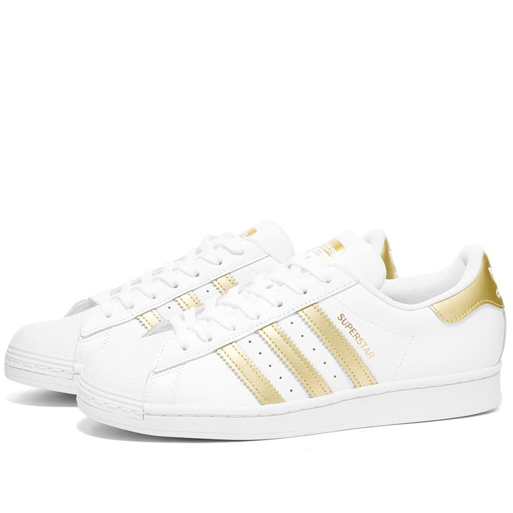 Photo: Adidas Men's Superstar W Sneakers in White/Gold
