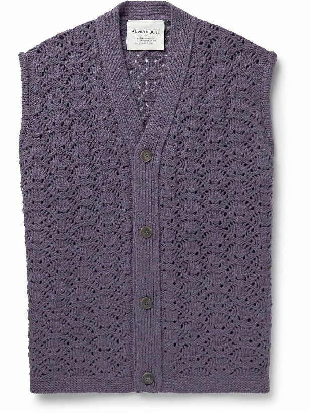 Photo: A Kind Of Guise - Ferry Open-Knit Merino Wool Gilet - Purple