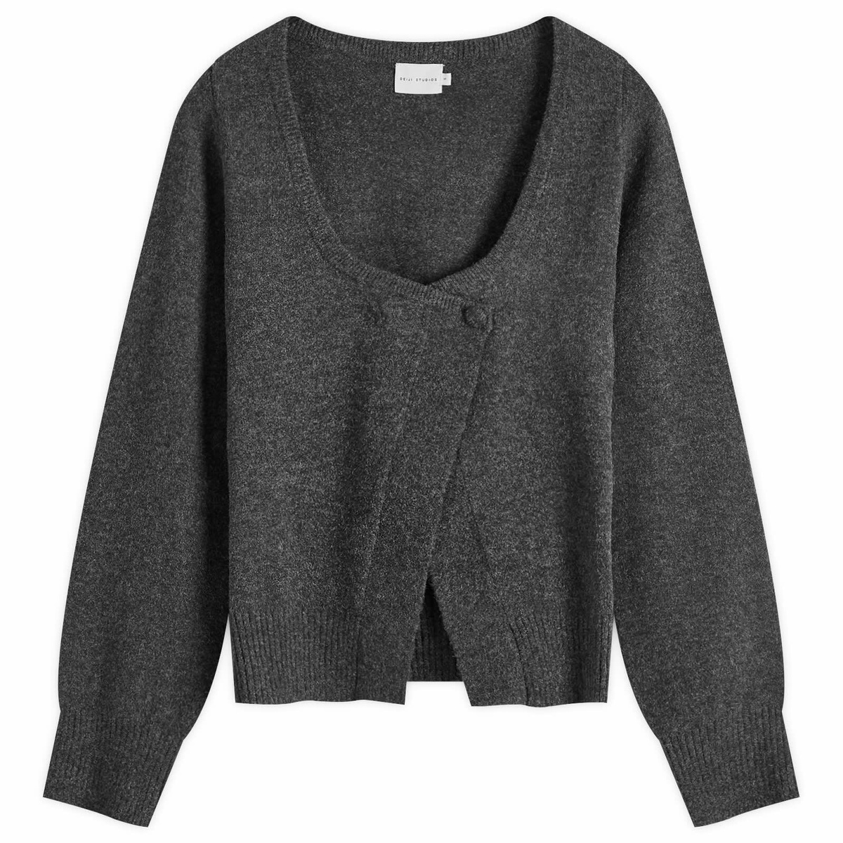Deiji Studios Women's Asymmetric Knit Cardigan in Charcoal