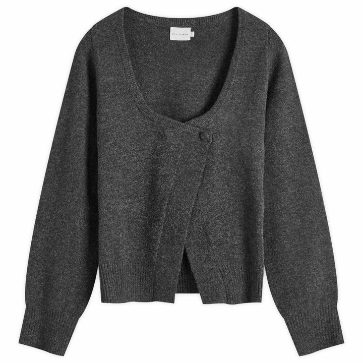 Photo: Deiji Studios Women's Asymmetric Knit Cardigan in Charcoal