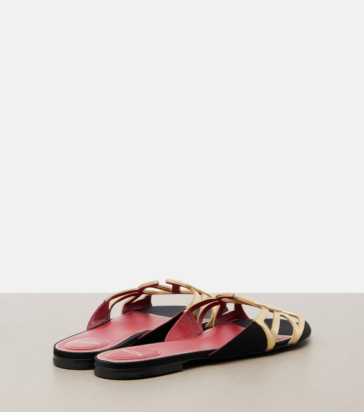 Valentino Garavani Wonderweb VLogo metallic leather slides