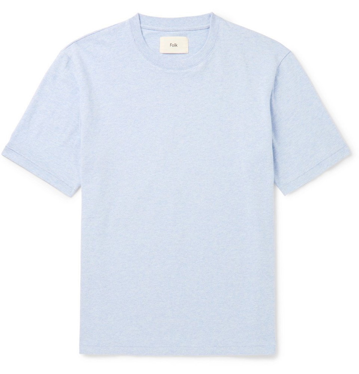 Photo: Folk - Mélange Cotton-Jersey T-Shirt - Men - Light blue