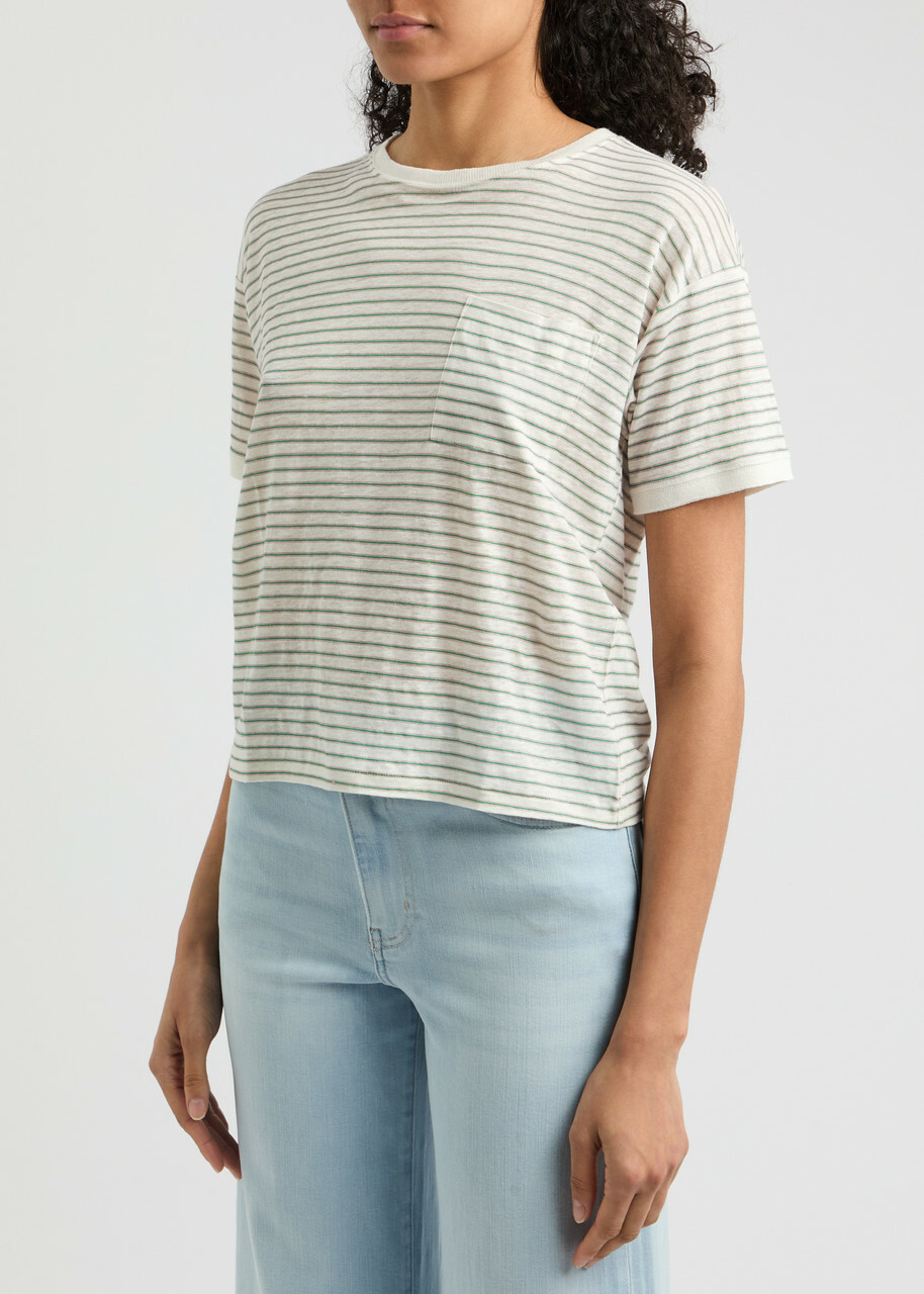 Frame Striped Linen T-shirt Green