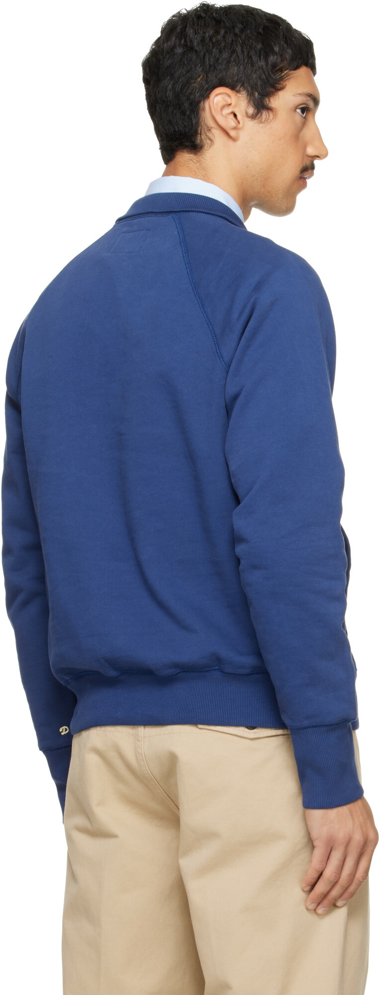 Drake's Blue Cotton Quarter Zip Sweatshirt