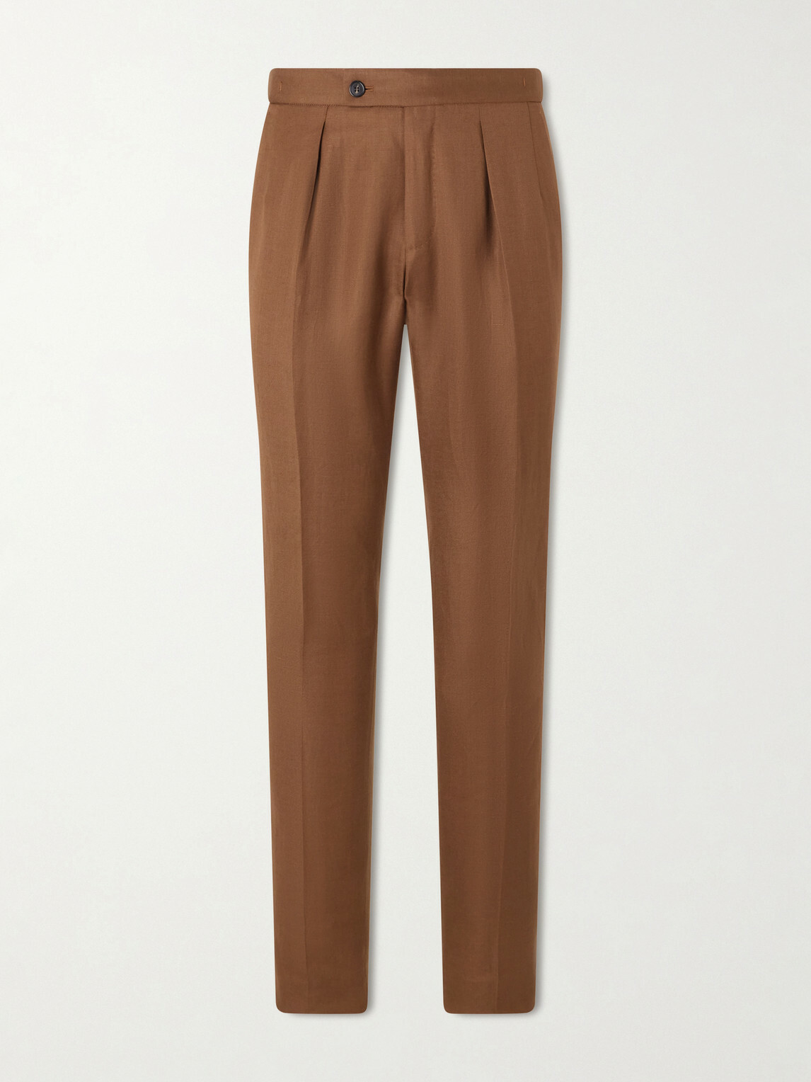 Slowear - Tapered Pleated Wool and Linen-Blend Trousers - Brown