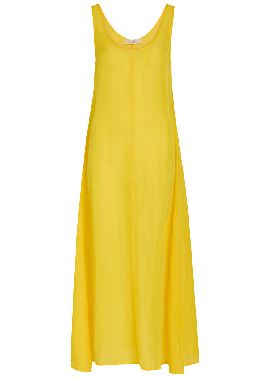 Giuliva Heritage Priscilla Sheer Woven Midi Dress Yellow