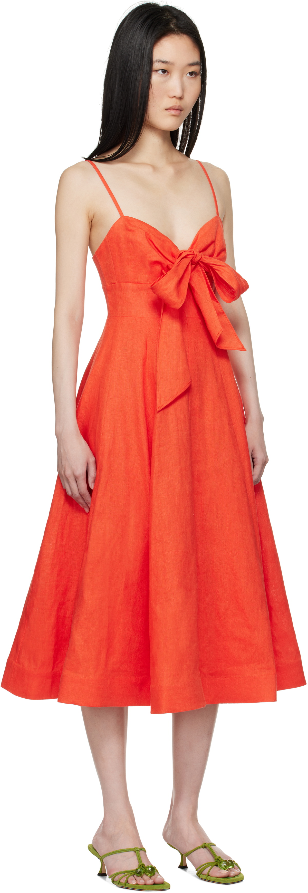 ZIMMERMANN Red Crush Tie Front Midi Dress