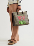 GUCCI - Printed Monogrammed Coated-Canvas and Leather Tote Bag