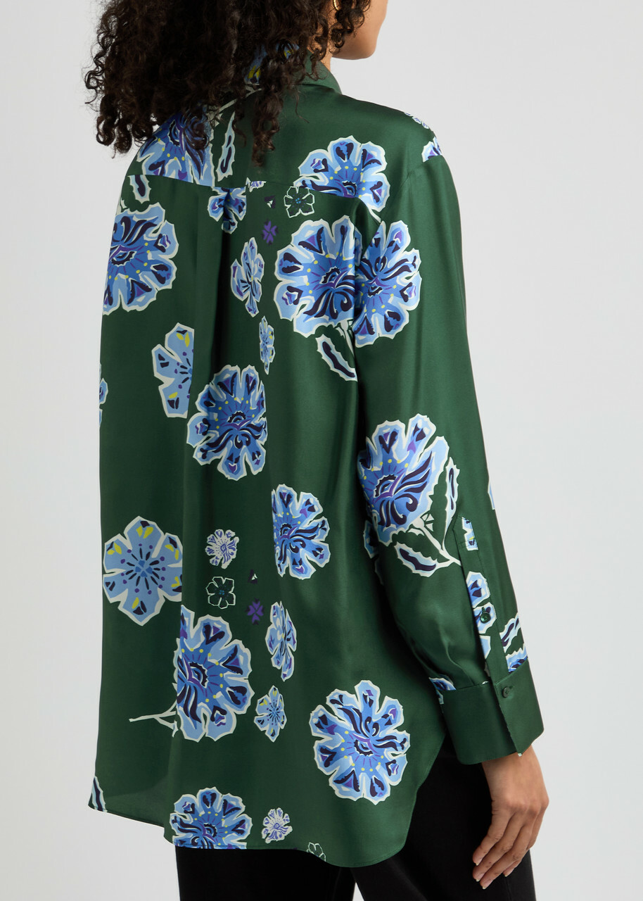 Dorothee Schumacher Floral Garden Printed Silk Blouse Green