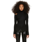 Yang Li Black Knit Shoulder Exposure Turtleneck