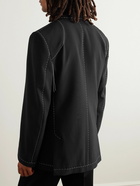 Off-White - Double-Breasted Embroidered Woven Tuxedo Jacket - Black