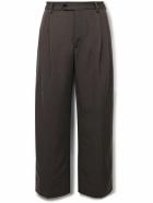 Small Talk - Wide-Leg Pleated Slub Linen and Wool-Blend Trousers - Brown