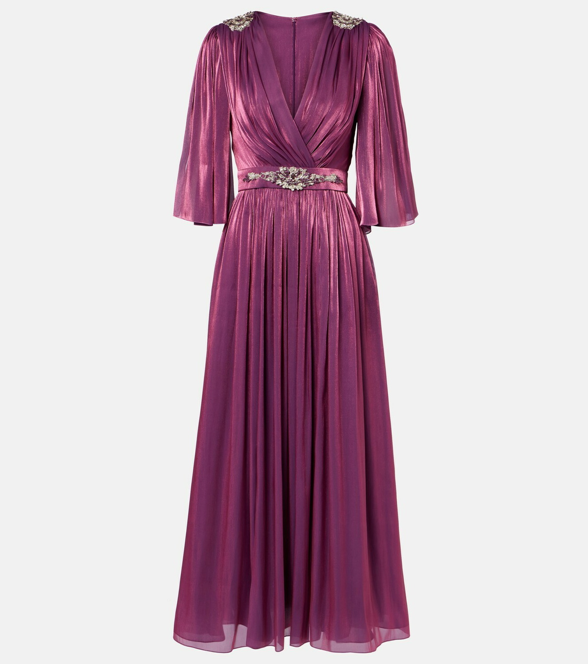 Costarellos Embellished Lurex georgette gown