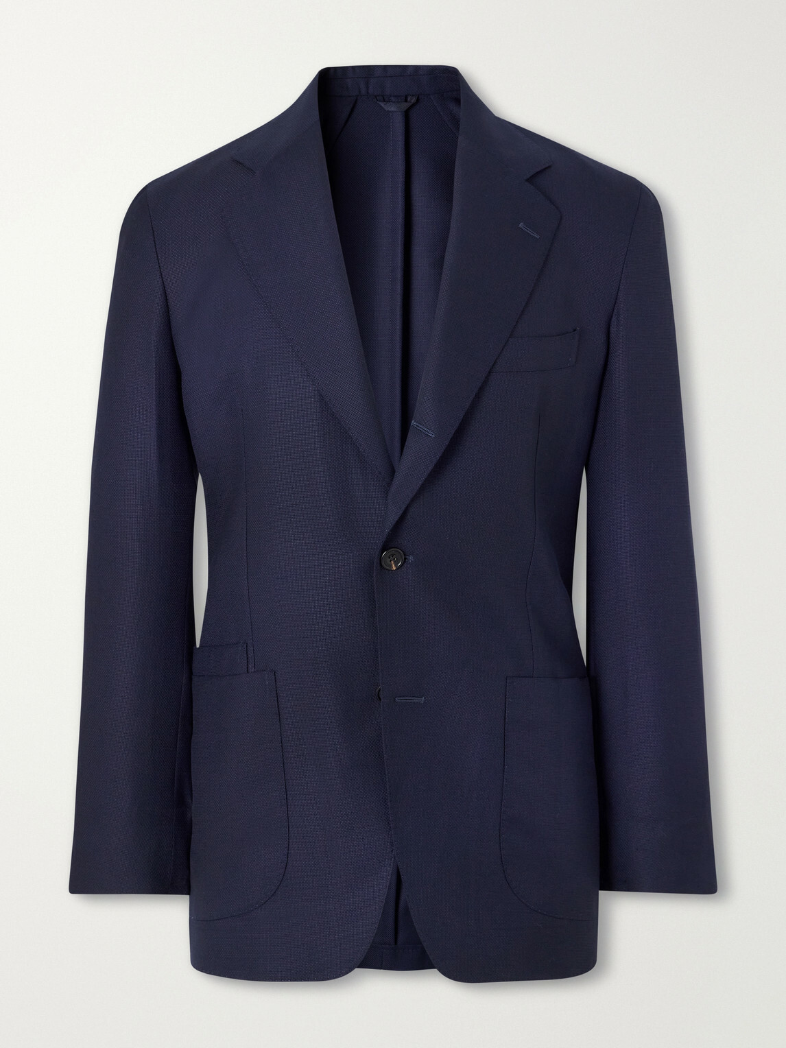 Drake's - Virgin Wool Canvas Blazer - Blue