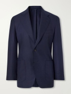Drake's - Virgin Wool Canvas Blazer - Blue