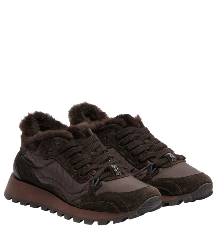 Photo: Brunello Cucinelli Monili shearling-trimmed sneakers