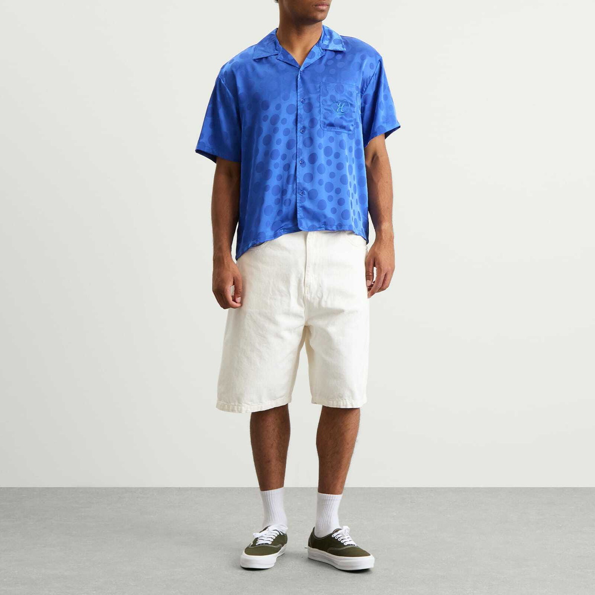 Honor the Gift Men's Polka Dot Vacation Shirt in Blue