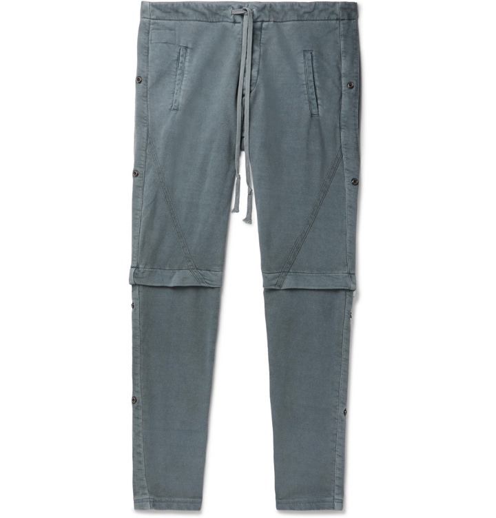 Photo: Greg Lauren - Slim-Fit Layered Rivet-Detailed Loopback Cotton-Jersey Sweatpants - Blue