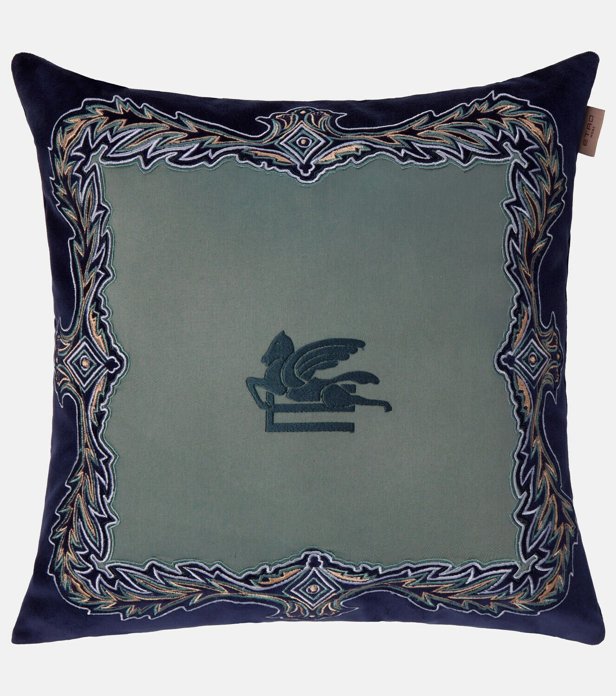 Etro Kiri embroidered cotton velvet cushion