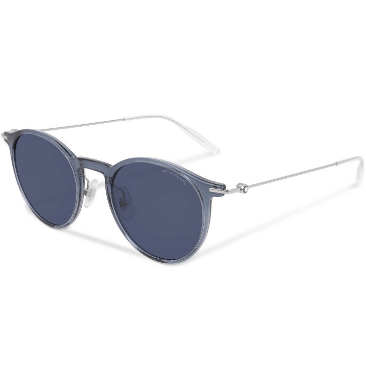 Photo: Montblanc - Round-Frame Silver-Tone and Acetate Sunglasses - Unknown