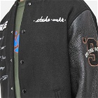 Pleasures Men's Mowax Varsity Jacket in Black/White