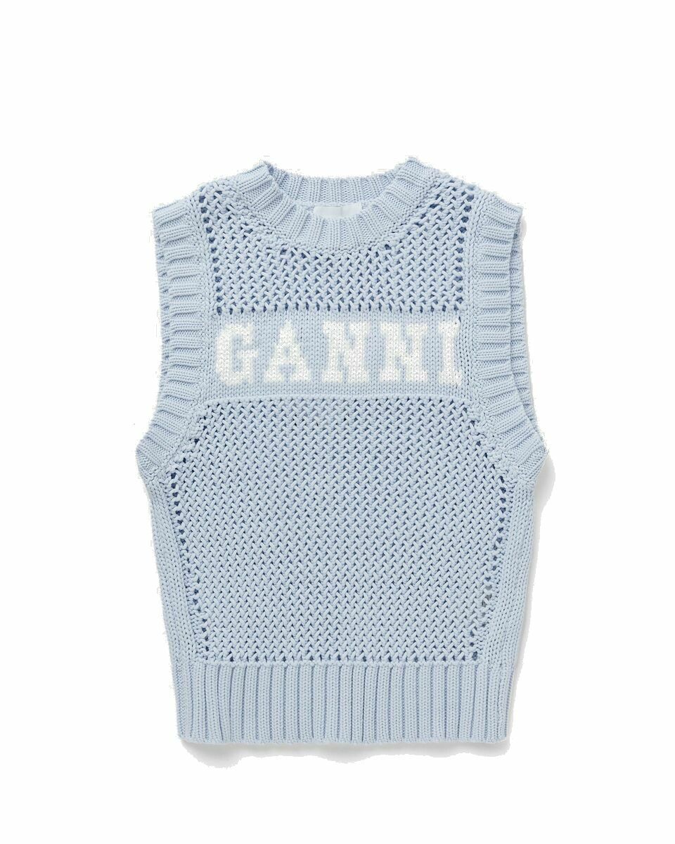 Photo: Ganni Cotton Rope Vest Blue - Womens - Vests