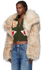 Dsquared2 Beige Faux Fur Donut Jacket