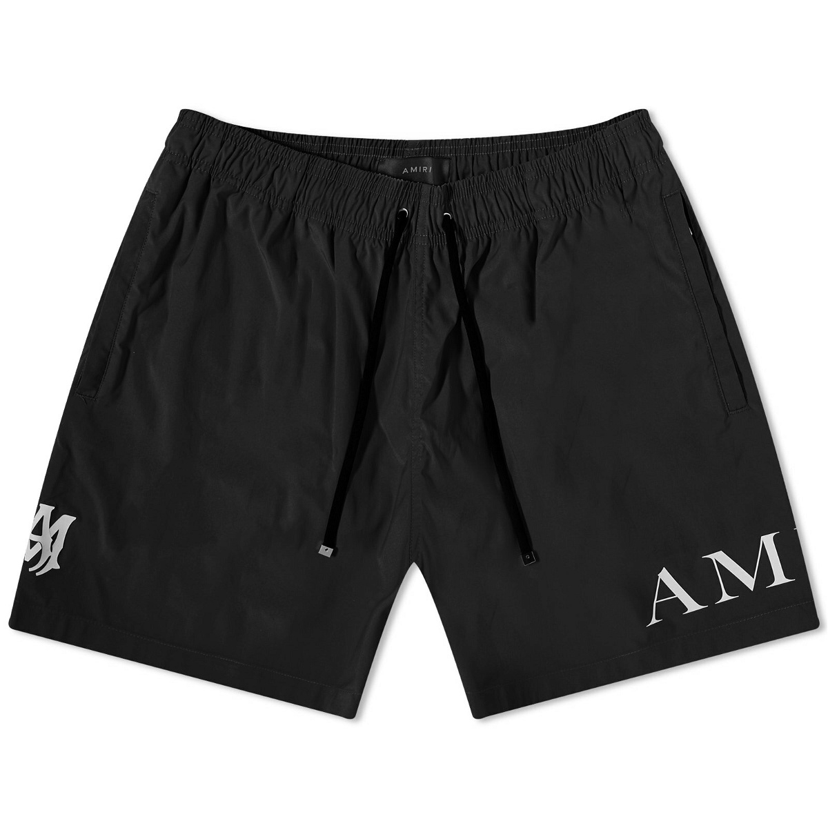 Photo: AMIRI Men's Double Logo Swim Trunks in Black