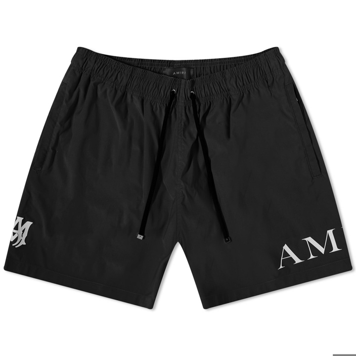 Photo: AMIRI Men's Double Logo Swim Trunks in Black