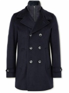 Herno - Brushed Wool and Cashmere-Blend Peacoat - Blue