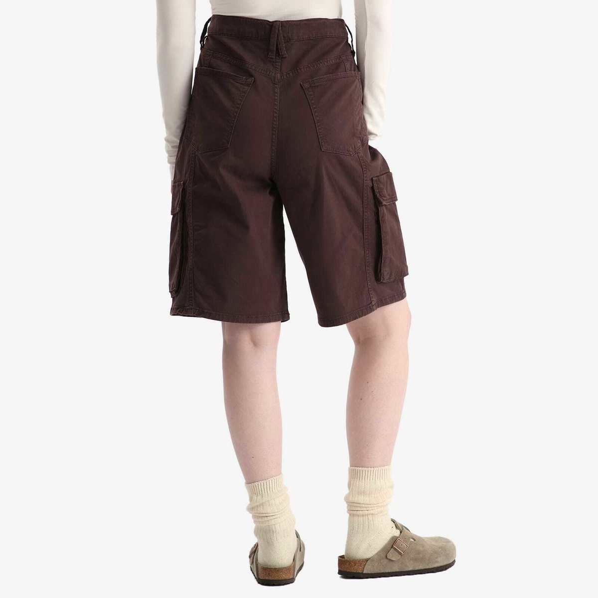 Good American Women's Twill Cargo Short in Bark
