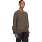 Lemaire Brown Shetland Wool V-Neck Sweater