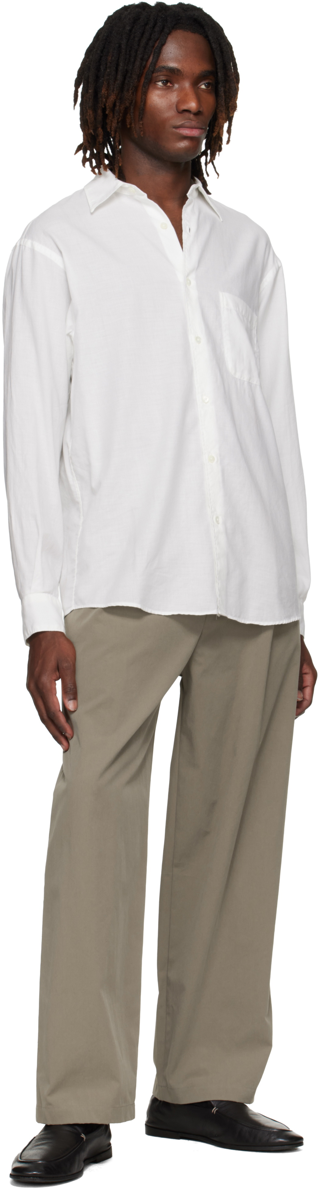 YOKE White Cotton Silk Lawn Loosed Shirt