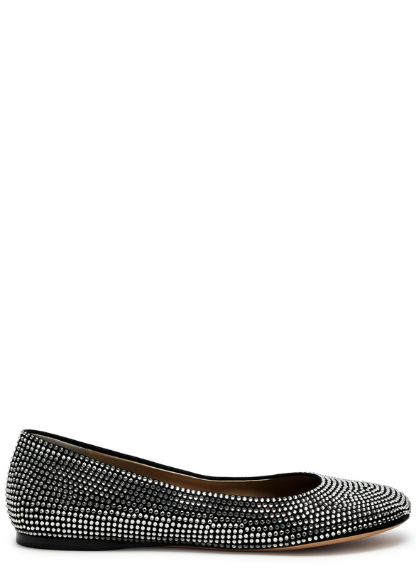 Photo: Loewe Toy Crystal-embellished Suede Ballet Flats Black