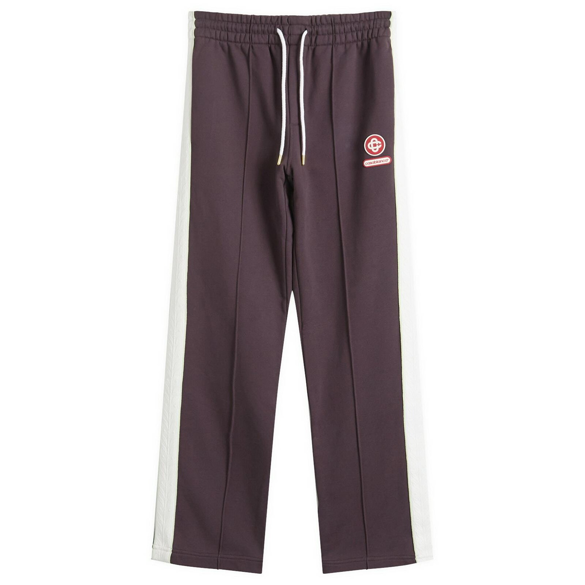 Casablanca Men's Loopback Laurel Tape Pintuck Jogger in Aubergine