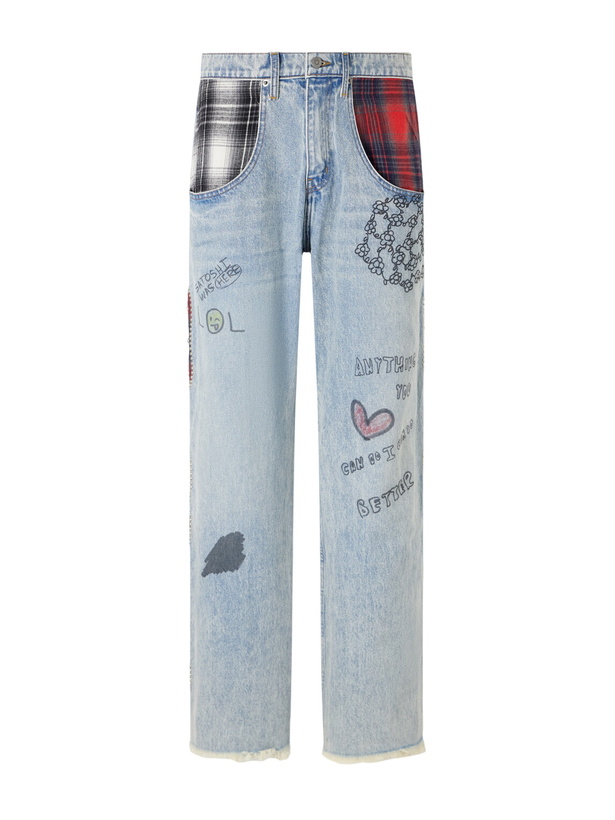 Photo: Satoshi Nakamoto - Nessa Wide-Leg Printed Embellished Jeans - Blue