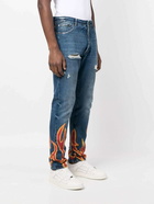 PALM ANGELS - Straight Leg Jeans With Flame Print