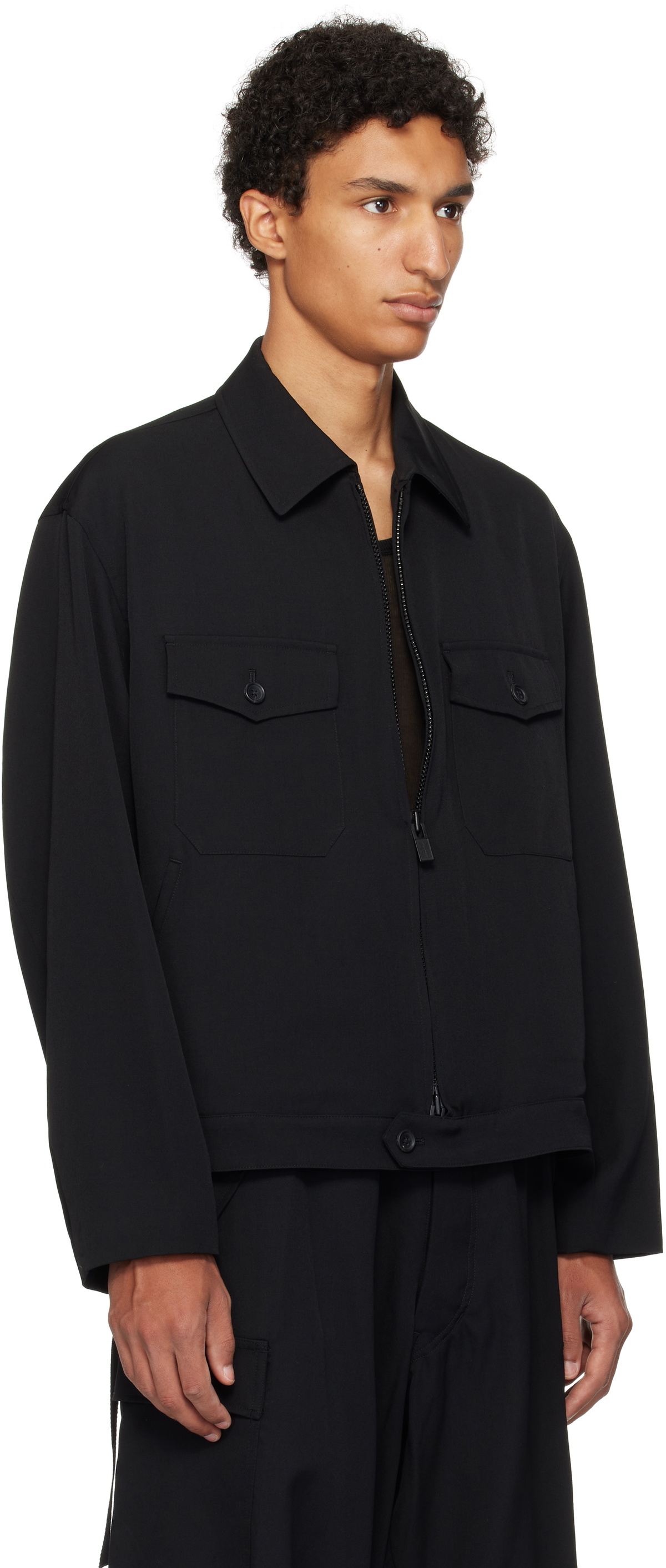 Y's For Men Black Wool Gabardine Jacket