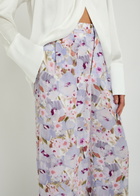Balmain Floral-print Wide-leg Silk Trousers White