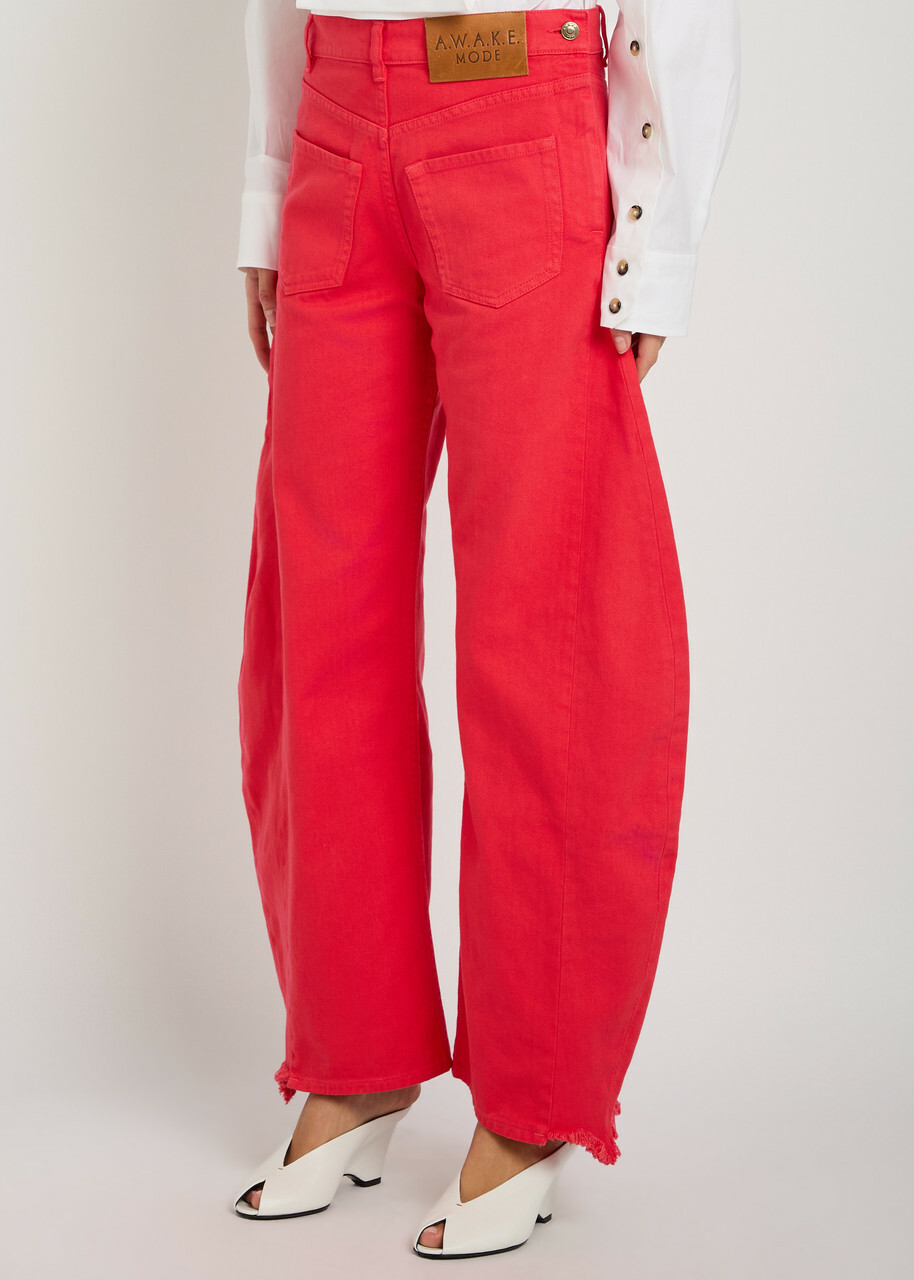 A.W.A.K.E Mode Mirrored Effect Barrel-leg Denim Jeans Red