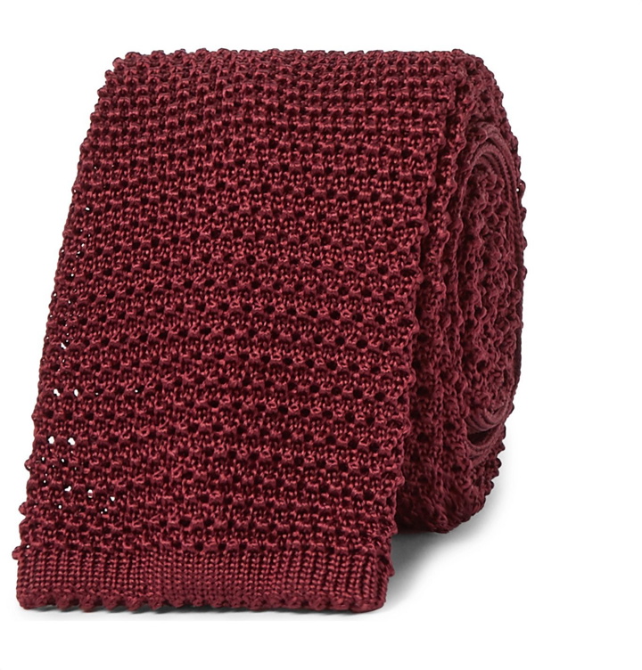 Photo: Canali - 7cm Knitted Silk Tie - Burgundy