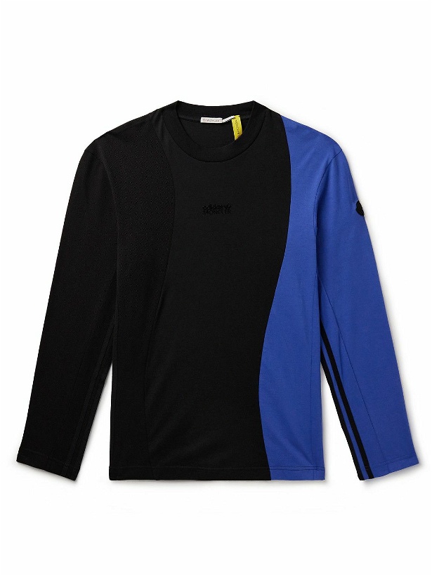 Photo: Moncler Genius - adidas Originals Logo-Appliquéd Panelled Cotton-Piqué and Jersey T-Shirt - Blue