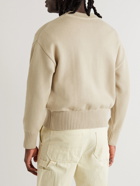 AMI PARIS - Logo-Intarsia Organic Cotton and Wool-Blend Sweater - Neutrals