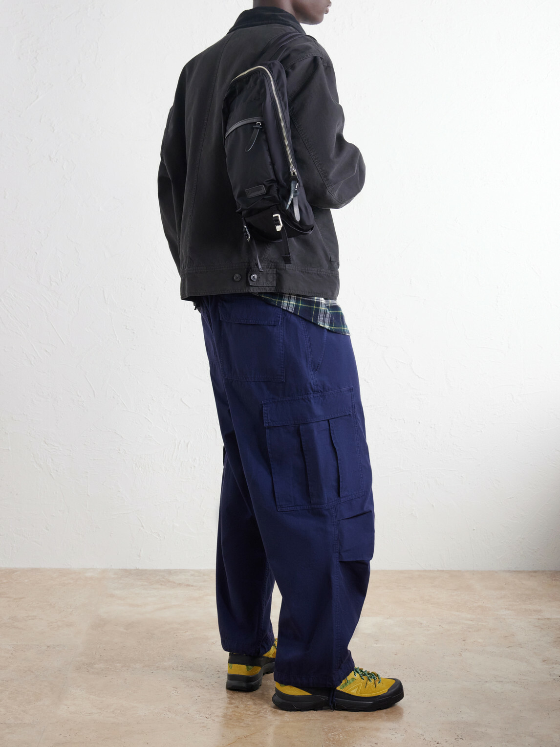 Master-Piece - Lightning Leather-Trimmed Shell Sling Backpack