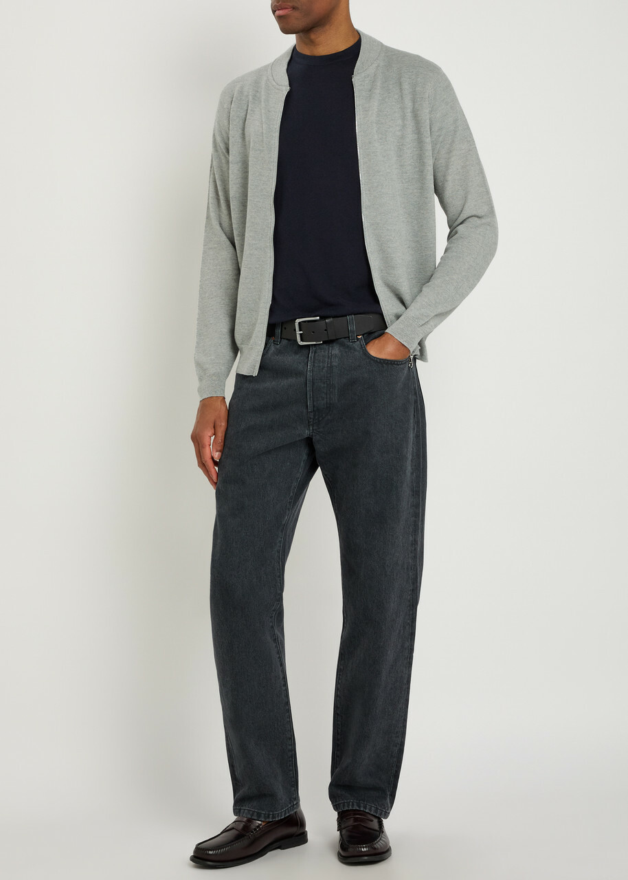 John Smedley 16.Singular Fine-knit Merino Wool Bomber Jacket Grey