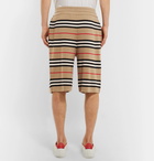 Burberry - Striped Merino Wool Drawstring Shorts - Camel