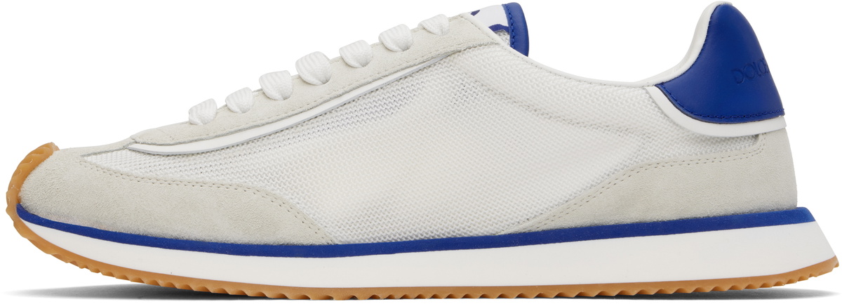 Dolce&Gabbana White & Gray Mixed-Material 'DG' Cushion Sneakers