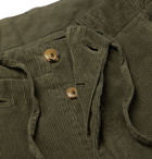 MAN 1924 - Tomi Slim-Fit Tapered Cotton-Corduroy Drawstring Trousers - Green